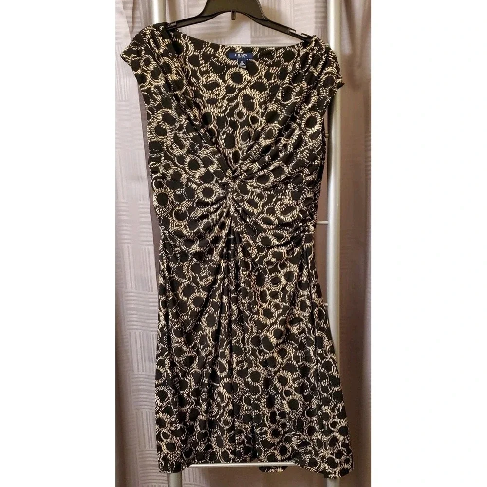 chaps jersey dress | Dresses | Chaps Ralph Lauren Womens Geometric Black Ivory Stretch Size Xl Schnittmuster für ein Kleid